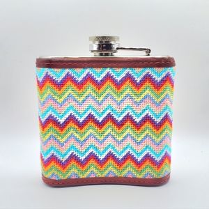 Smathers & Branson Rainbow Chevron Needlepoint Flask